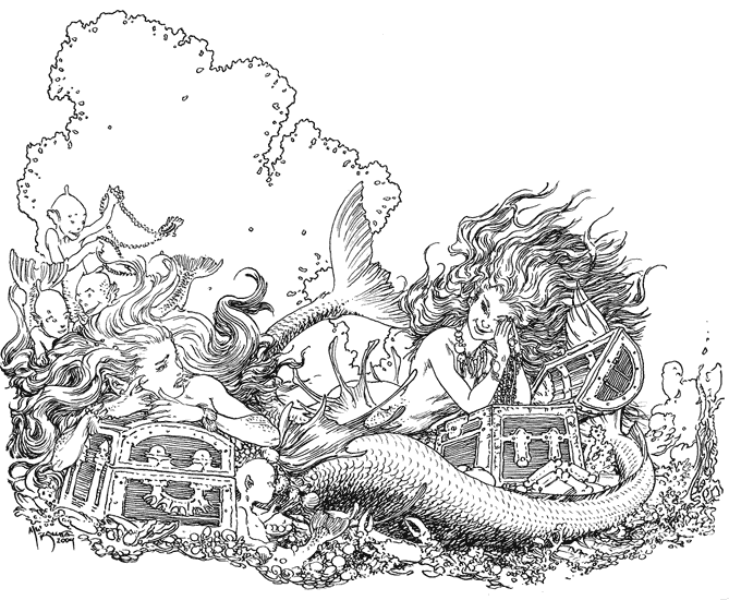 Mermaid Sisters And Treasure